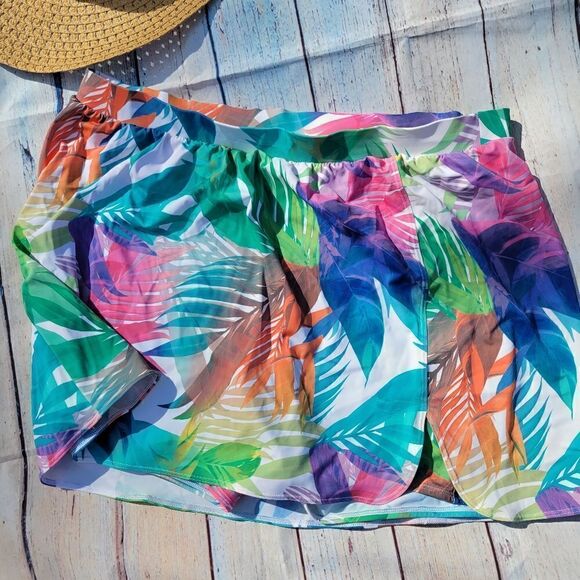 Women's Tropical Swim Shorts – Size 22 – SM by Cacique – Vibrant Leaf Print - Picture 5 of 14